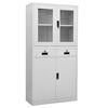 vidaXL Kantoorkast 90x40x180 cm staal en gehard glas lichtgrijs