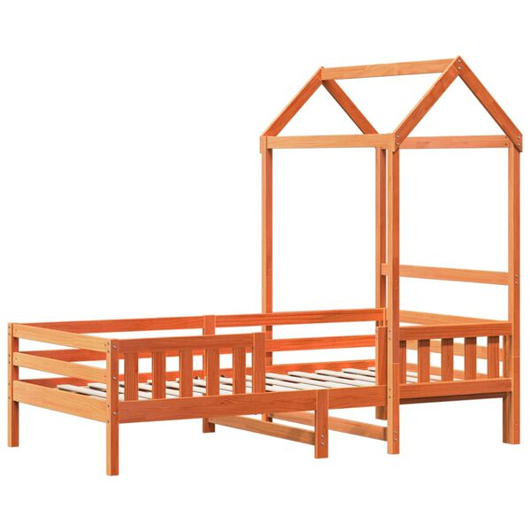 vidaXL Bedframe met huisje massief grenenhout wasbruin 75x190 cm