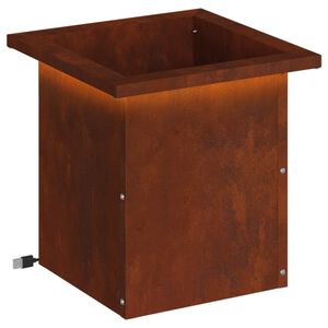 vidaXL Plantenbak met led Roestkleurig 30 x 30 x 30 cm weervast staal