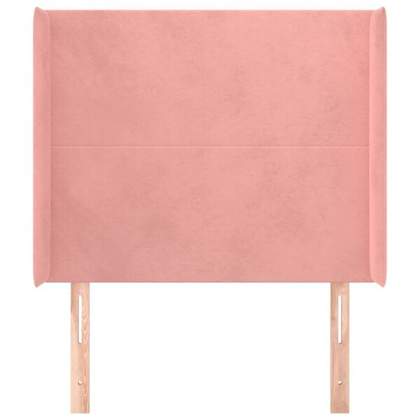vidaXL Hoofdbord met randen 103x16x118/128 cm fluweel roze
