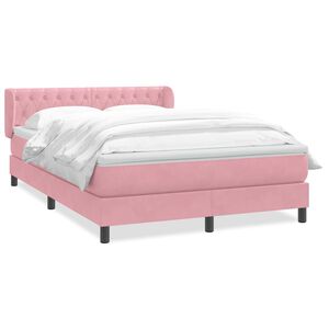 vidaXL Boxspring met matras fluweel roze 140x220 cm