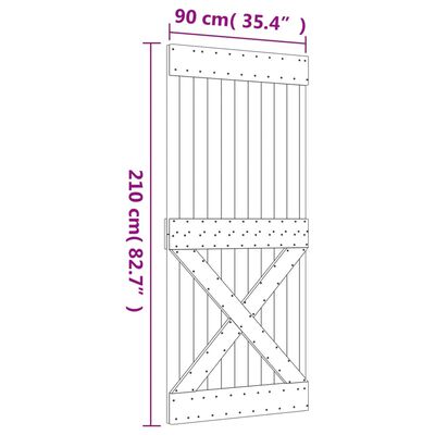 vidaXL Schuifdeur met beslag 90x210 cm massief grenenhout