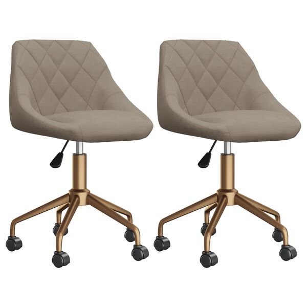 vidaXL Eetkamerstoelen draaibaar 2 st fluweel lichtgrijs