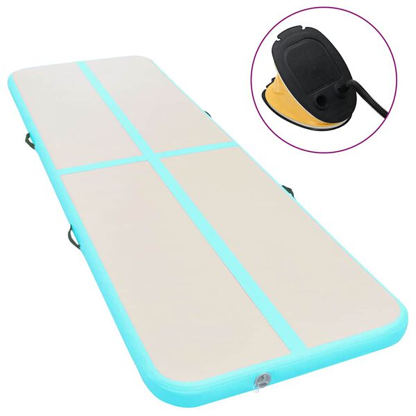 vidaXL Gymnastiekmat met pomp opblaasbaar 500x100x10 cm PVC groen