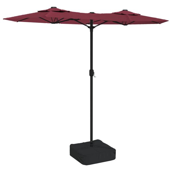 vidaXL Parasol dubbel dak met LED 316x145 cm bordeauxrood