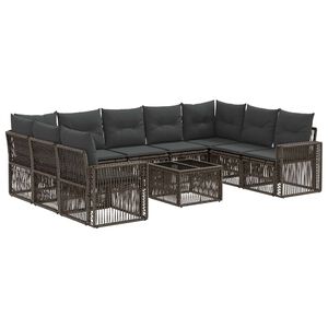 vidaXL Tuinbankenset 10 st Grijs en Donkergrijs poly rattan
