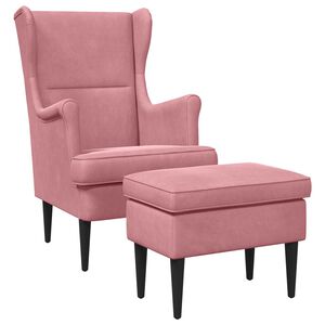 vidaXL Fauteuil met Voetenbank 2 st Roze Fluweel