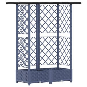 vidaXL Verhoogd Bed met Trellis en Dak Grijs 124 x 40 x 121 cm PP