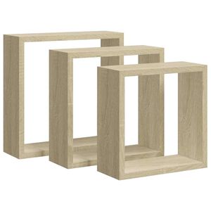 vidaXL Wandschappen kubus 3 st sonoma eikenkleurig