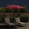 vidaXL Parasol met LED-verlichting en stalen paal 300 cm bordeauxrood