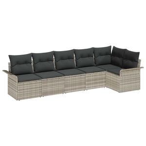 vidaXL Tuin Sofa Set 6 st Lichtgrijs poly rattan