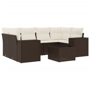 vidaXL 7-delige Loungeset met kussens poly rattan bruin
