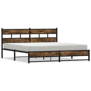vidaXL Bedframe zonder matras metaal gerookt eikenkleurig 183x213 cm