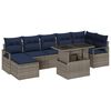 vidaXL Tuin Sofa Set 8 st Grijs en Marineblauw poly rattan