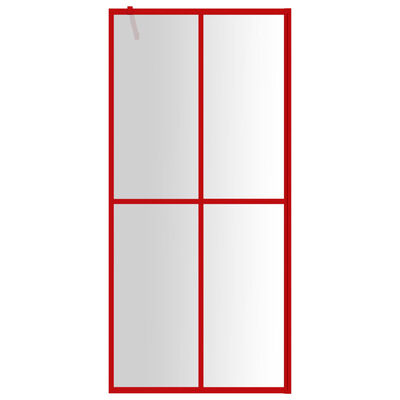 vidaXL Inloopdouchewand transparant 80x195 cm ESG-glas rood
