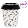 vidaXL Koffiebekers 1000 st met deksels 200 ml papier wit en zwart