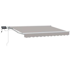 vidaXL Handmatige Luifelhouder met LED's Lichtgrijs en wit. 2,5 x 2 m