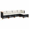vidaXL 5-delige Loungeset met kussens poly rattan zwart