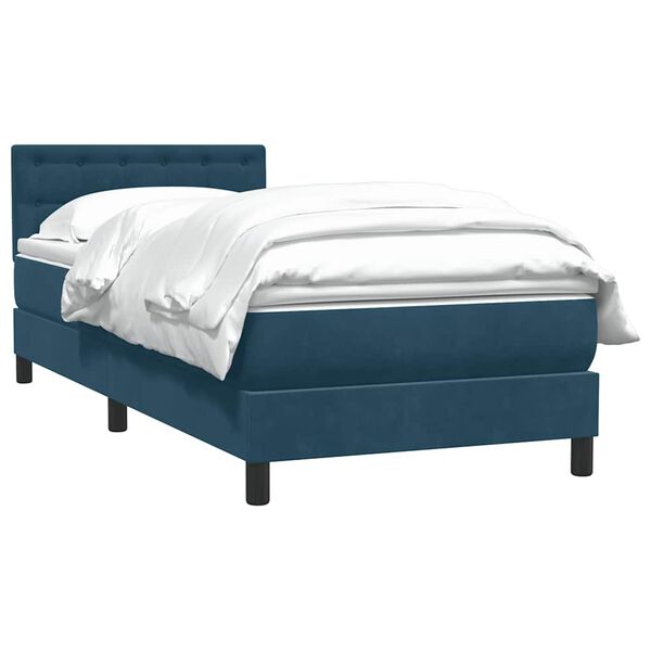 vidaXL Boxspring met matras fluweel donkerblauw 100x210 cm