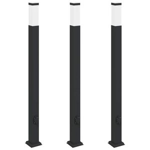 vidaXL Bolderverlichting met stopcontact 3 stuks 110 cm Zwart IP44