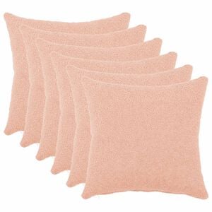 vidaXL Kussensloop 6 pcs HEERLEN Roze 30 x 30 cm Boucl&eacute;