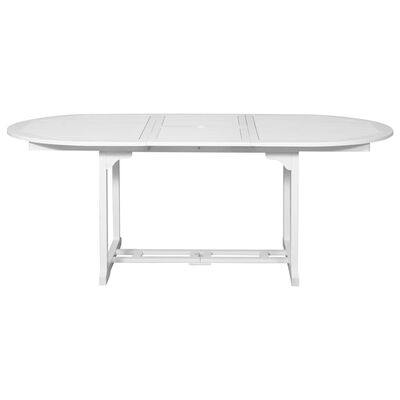 vidaXL 7-delige Tuinset met verlengbare tafel hout wit