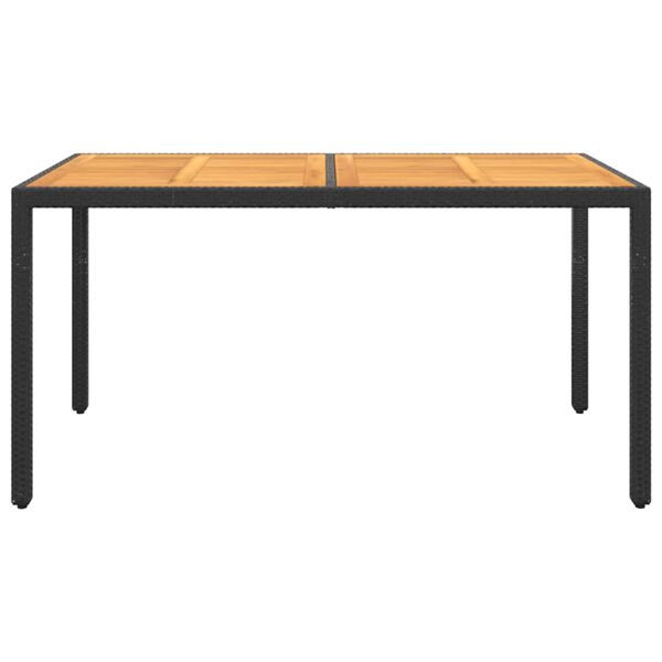 vidaXL Tuintafel 150x90x75 cm acaciahout en poly rattan zwart