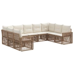vidaXL Tuinbankenset 9 pcs Beige en Cr&egrave;me Wit poly rattan