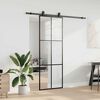 vidaXL Schuifdeur met beslagset 76x205 cm ESG glas zwart