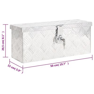 vidaXL Opbergbox 50x15x20,5 cm aluminium zilverkleurig