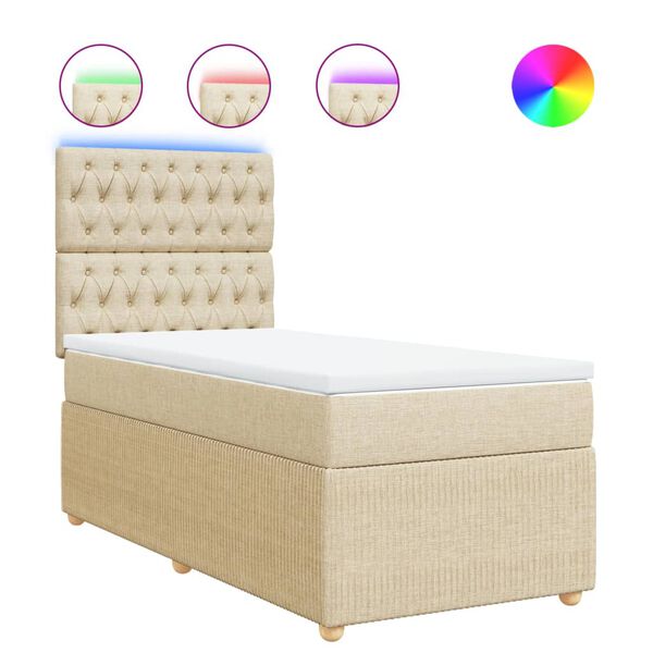 vidaXL Boxspring met matras stof cr&egrave;mekleurig 90x200 cm