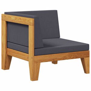 vidaXL Hoekbank sectioneel met donkergrijze kussens acaciahout