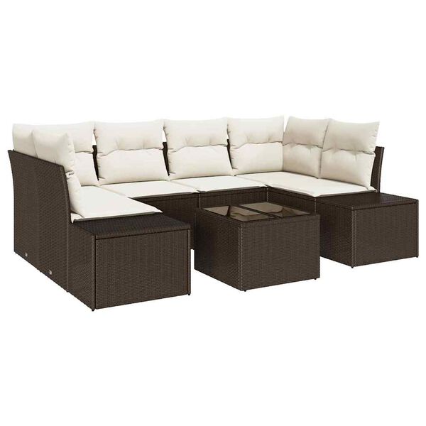 vidaXL Tuin Sofa Set met kussen 8 pcs Bruin en Cr&egrave;me poly rattan