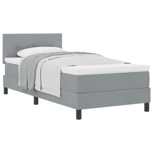 vidaXL Boxspringbed met hoofdeinde Lichtgrijs 90 x 200 cm Stof