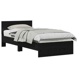 vidaXL Bedframe met Hoofdeinde Zwart eiken 80 x 200 cm