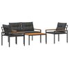vidaXL tuinmeubelset 4 pcs Donkergrijs poly rattan