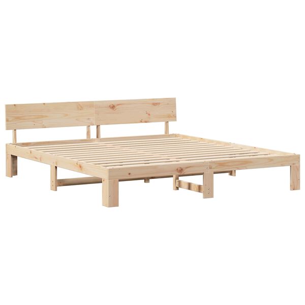 vidaXL Bedframe met hoofdeinde Naturel 180 x 200 cm Massief grenenhout