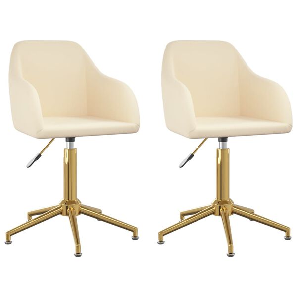 vidaXL Eetkamerstoelen draaibaar 2 st fluweel cr&egrave;mekleurig