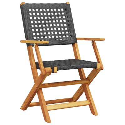 vidaXL Tuinstoelen 4 st inklapbaar poly rattan en massief hout zwart