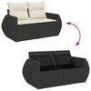 vidaXL 3-delige Loungeset met kussens poly rattan zwart