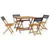 vidaXL 5-delige Tuinset poly rattan en massief hout zwart