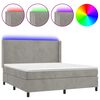vidaXL Boxspring met matras en LED fluweel lichtgrijs 180x200 cm