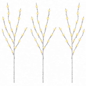 vidaXL Kersttak met ledverlichting 3 st Wit 62 cm Staal 60 LED's
