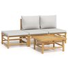 vidaXL 4-delige Loungeset met kussens bamboe lichtgrijs