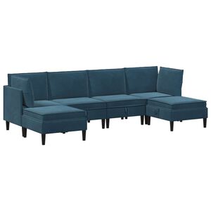 vidaXL Woonkamer Meubelset 6 st Blauw Fluweel