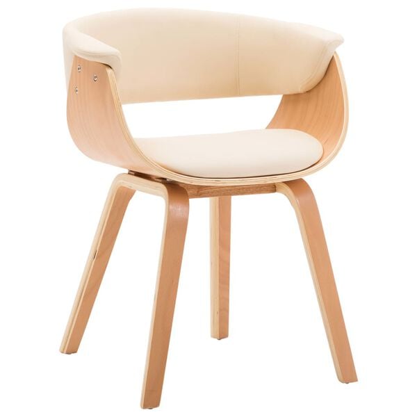 vidaXL Eetkamerstoelen 6 st gebogen hout en kunstleer crème