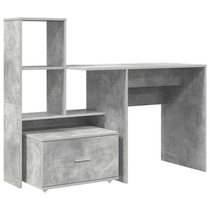 vidaXL Bureau Beton Grijs Bewerkt hout 131,5 x 50 x 106,5 cm