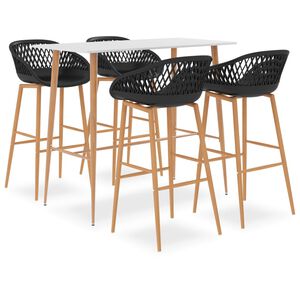 vidaXL 5-delige Barset wit en zwart