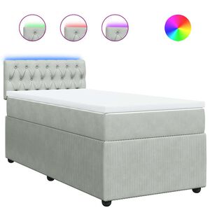 vidaXL Boxspring met matras fluweel lichtgrijs 80x200 cm