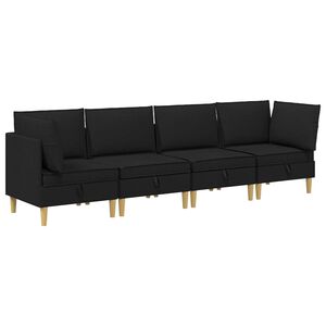 vidaXL Modulaire Sofa Set met Opslag 4 st Zwart Stof